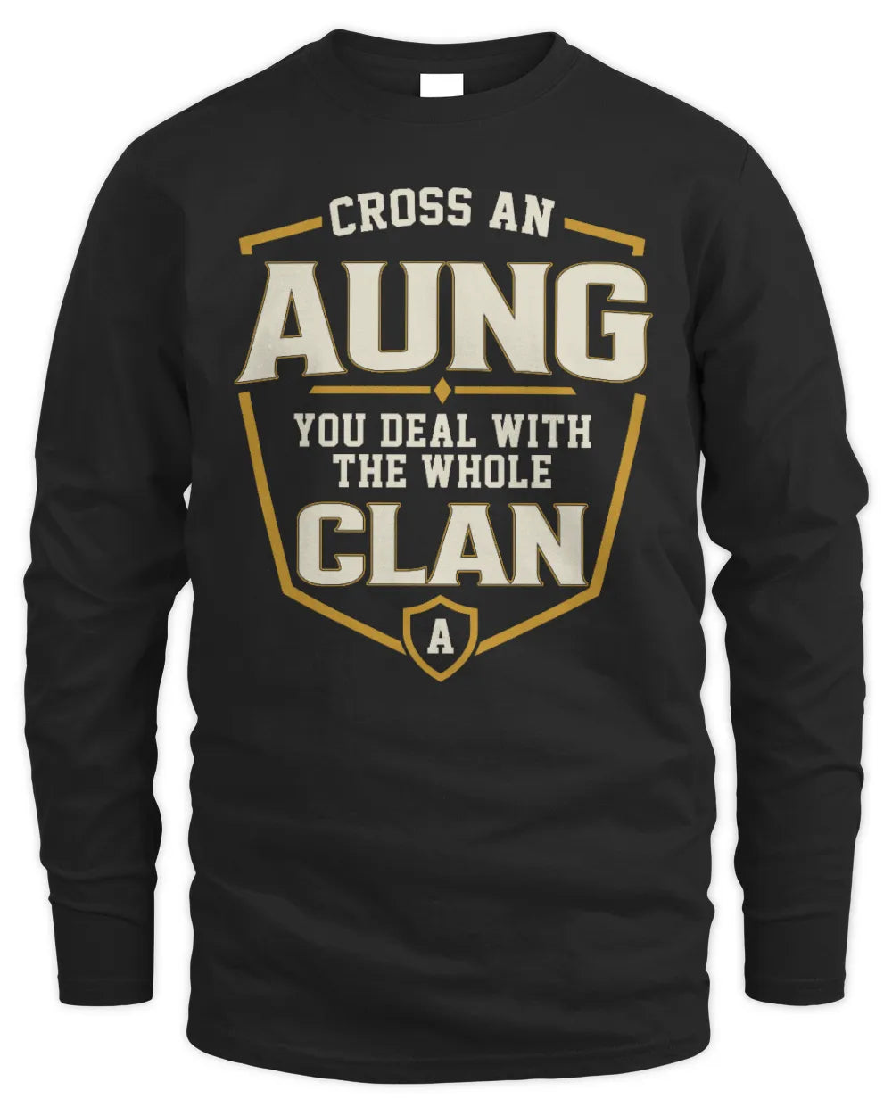 AUNG NT1-K008 Cross A/An NAME, You Deal With the Whole Clan | Personalized Vintage T-Shirt - Men's Long Sleeved T-Shirt - Black