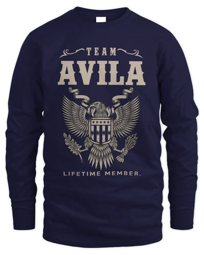 AVILA TP06-K82 – Personalized Classic Style Apparel “Team NAME Lifetime Member” - Men's Long Sleeved T-Shirt - Navy