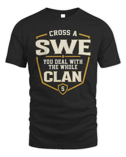SWE NT1-K008 Cross A/An NAME, You Deal With the Whole Clan | Personalized Vintage T-Shirt - Unisex Standard T-Shirt - Black