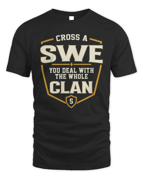 SWE NT1-K008 Cross A/An NAME, You Deal With the Whole Clan | Personalized Vintage T-Shirt - Unisex Standard T-Shirt - Black