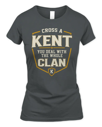 KENT NT1-K008 Cross A/An NAME, You Deal With the Whole Clan | Personalized Vintage T-Shirt - Women's Standard T-Shirt - Charcoal
