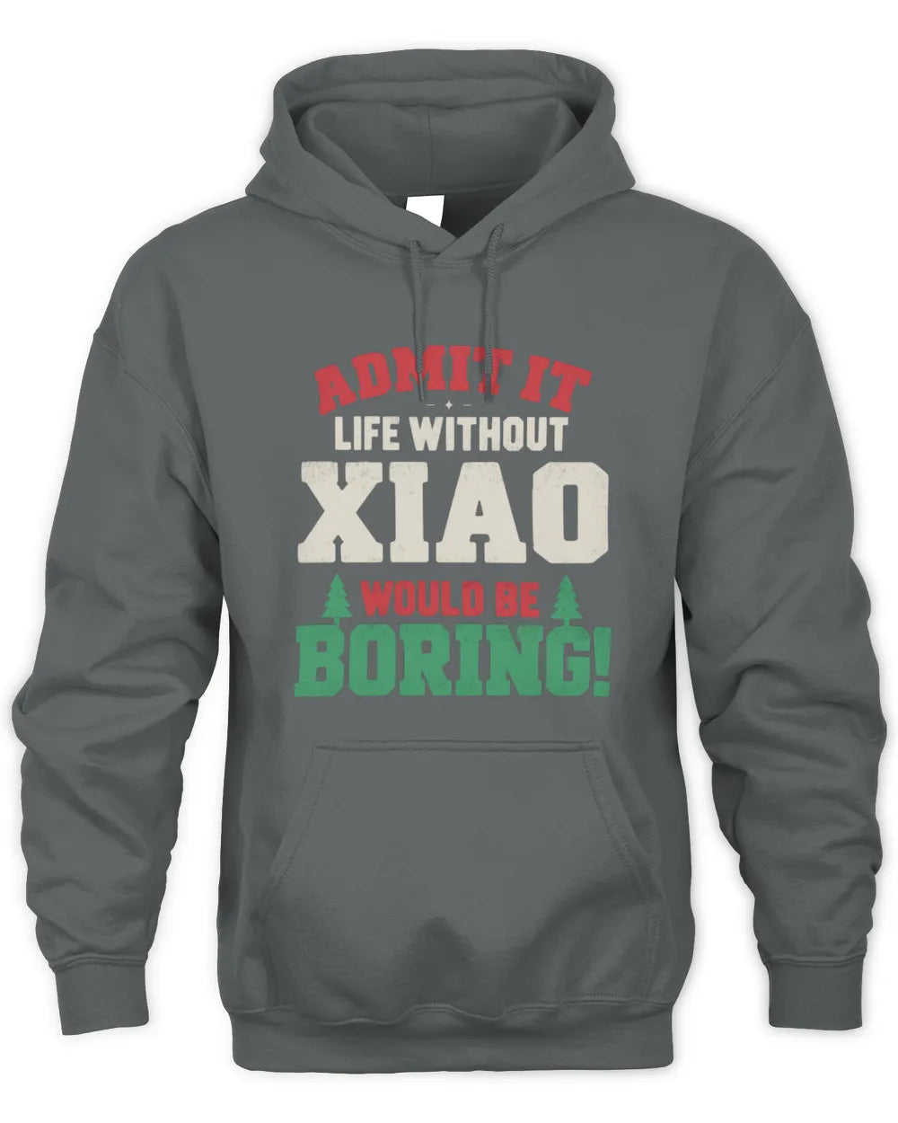 XIAO P5 TH08 Christmas T-Shirt – “Life Without NAME Would Be Boring” - Unisex Hoodie - Charcoal
