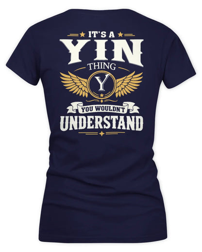 YIN KT06-M008 It’s a [NAME] Thing – You Wouldn’t Understand | Personalized Vintage T-Shirt - Women's V-Neck T-Shirt - Navy