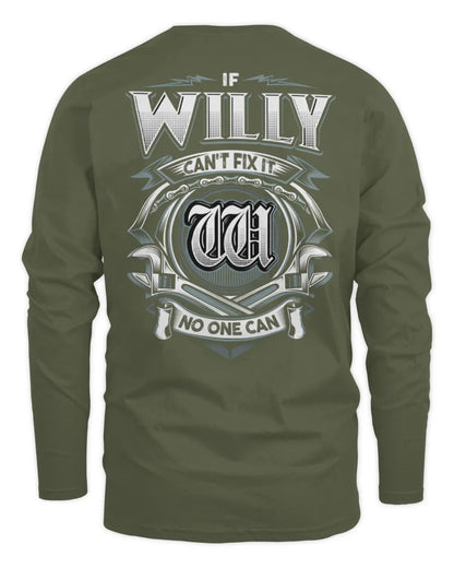 WILLY AP81-K4-626 - Personalized Ahmed Quote Apparel “If Ahmed Can't Fix It, No One Can” - Men's Long Sleeved T-Shirt - Military Green