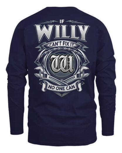 WILLY AP81-K4-626 - Personalized Ahmed Quote Apparel “If Ahmed Can't Fix It, No One Can” - Men's Long Sleeved T-Shirt - Navy