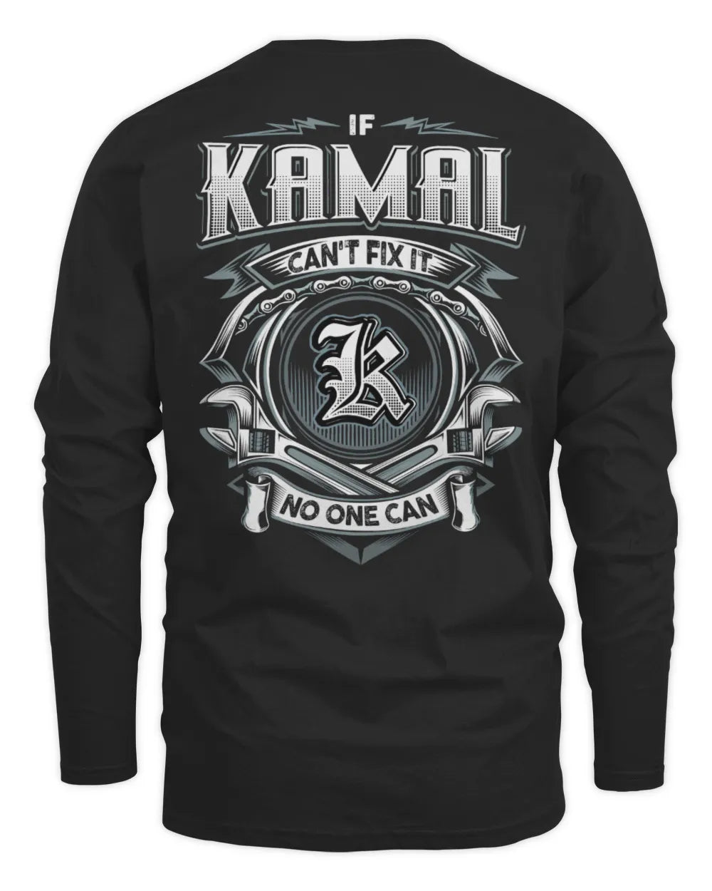 KAMAL AP81-K4-626 - Personalized Ahmed Quote Apparel “If Ahmed Can't Fix It, No One Can” - Men's Long Sleeved T-Shirt - Black