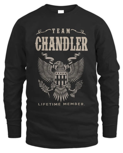 CHANDLER TP06-K82 – Personalized Classic Style Apparel “Team NAME Lifetime Member” - Men's Long Sleeved T-Shirt - Black