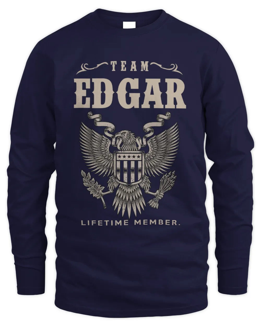EDGAR TP06-K82 – Personalized Classic Style Apparel “Team NAME Lifetime Member” - Men's Long Sleeved T-Shirt - Navy