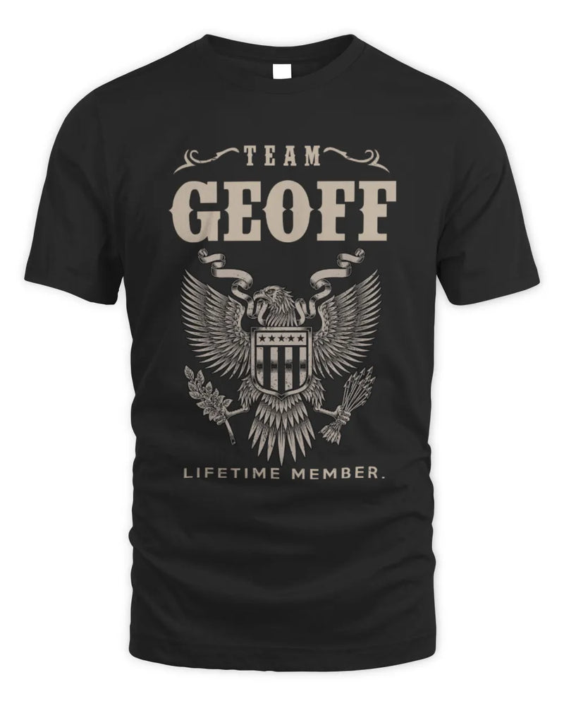 GEOFF TP06-K82 – Personalized Classic Style Apparel “Team NAME Lifetime Member” - Unisex Standard T-Shirt - Black