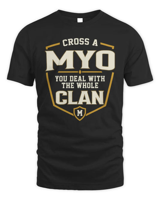 MYO NT1-K008 Cross A/An NAME, You Deal With the Whole Clan | Personalized Vintage T-Shirt - Unisex Standard T-Shirt - Black