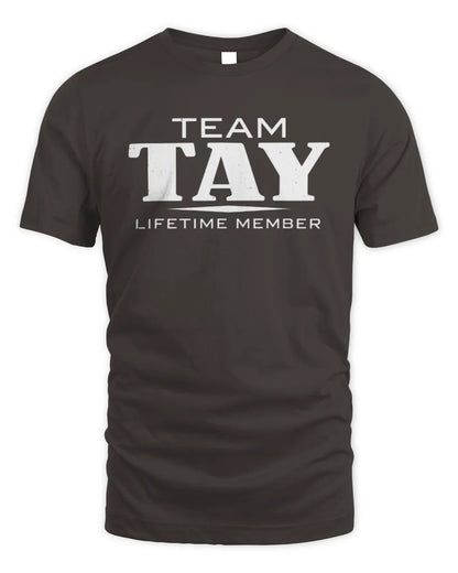 TAY BL62-K4-128 - Personalized “Team NAME Lifetime Member” - Unisex Standard T-Shirt - Dark Chocolate