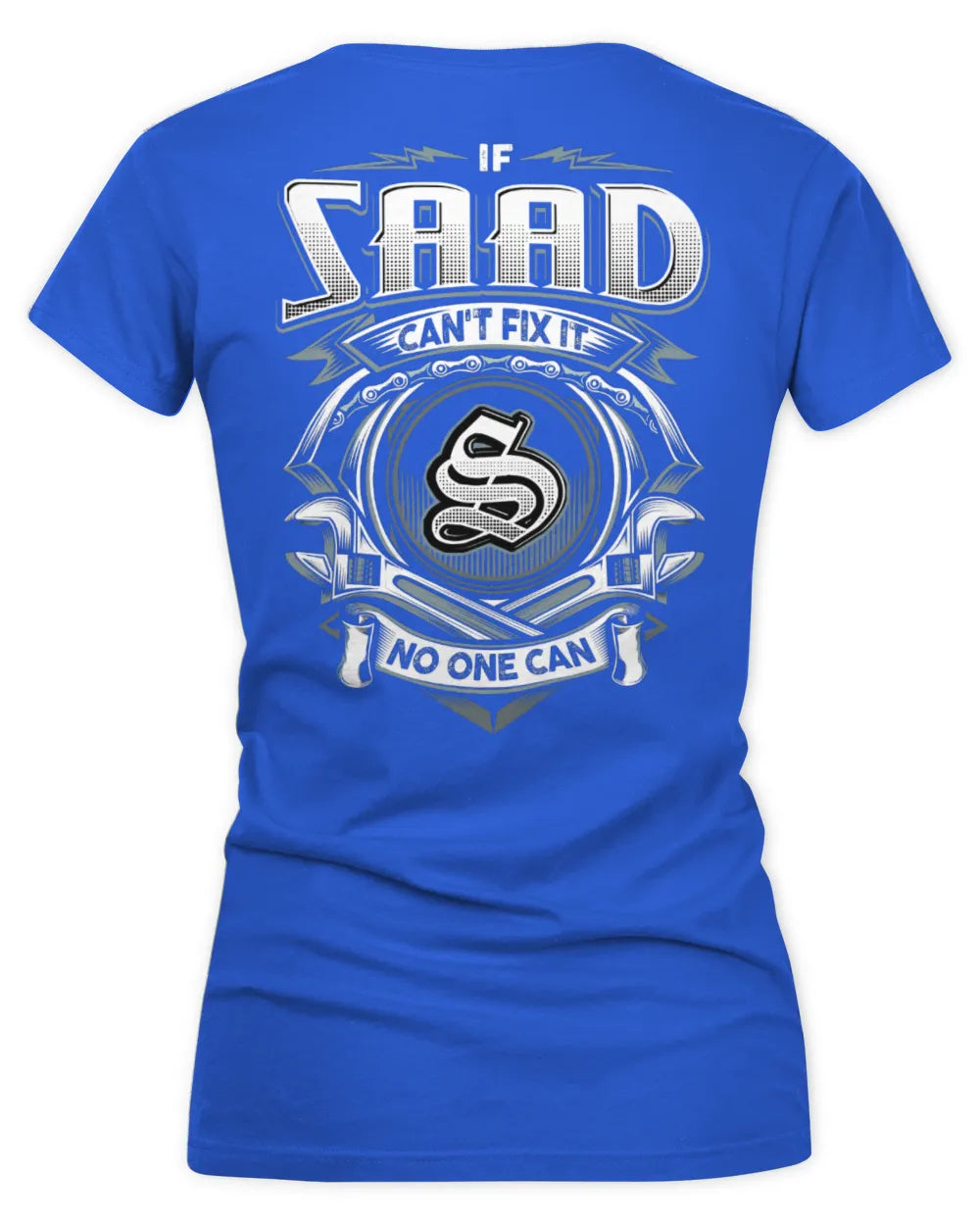 SAAD AP81-K4-626 - Personalized Ahmed Quote Apparel “If Ahmed Can't Fix It, No One Can” - Women's V-Neck T-Shirt - Royal