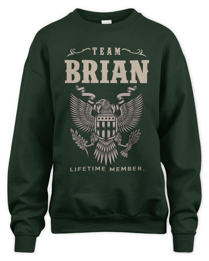 BRIAN TP06-K82 – Personalized Classic Style Apparel “Team NAME Lifetime Member” - Unisex Sweatshirt - Forest Green