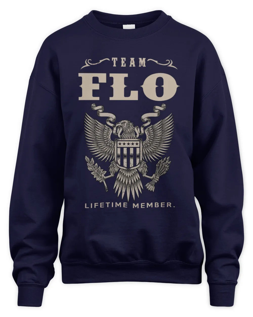 FLO TP06-K82 – Personalized Classic Style Apparel “Team NAME Lifetime Member” - Unisex Sweatshirt - Navy
