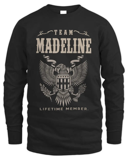 MADELINE TP06-K82 – Personalized Classic Style Apparel “Team NAME Lifetime Member” - Men's Long Sleeved T-Shirt - Black