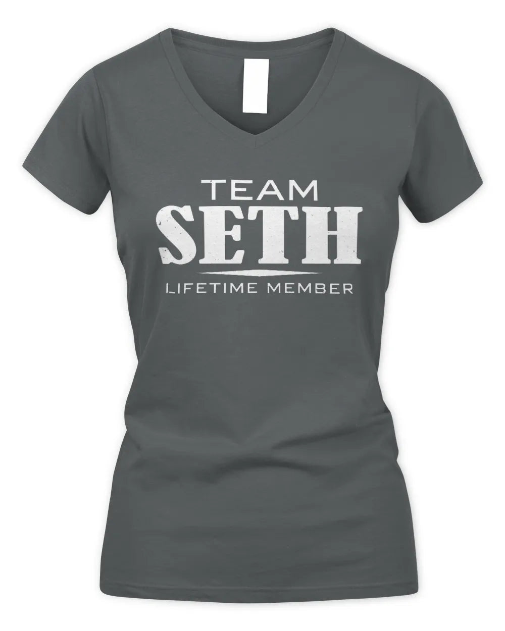 SETH BL62-K4-128 - Personalized “Team NAME Lifetime Member” - Women's V-Neck T-Shirt - Charcoal