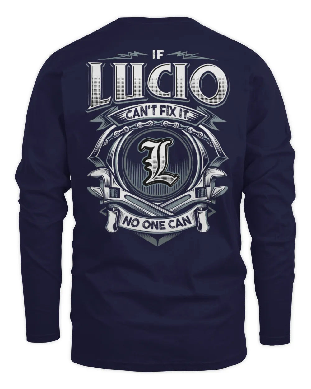 LUCIO AP81-K4-626 - Personalized Ahmed Quote Apparel “If Ahmed Can't Fix It, No One Can” - Men's Long Sleeved T-Shirt - Navy