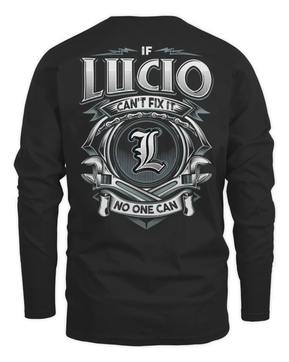 LUCIO AP81-K4-626 - Personalized Ahmed Quote Apparel “If Ahmed Can't Fix It, No One Can” - Men's Long Sleeved T-Shirt - Black