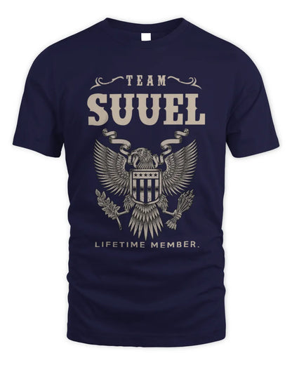 SUUEL TP06-K82 – Personalized Classic Style Apparel “Team NAME Lifetime Member” - Unisex Standard T-Shirt - Navy