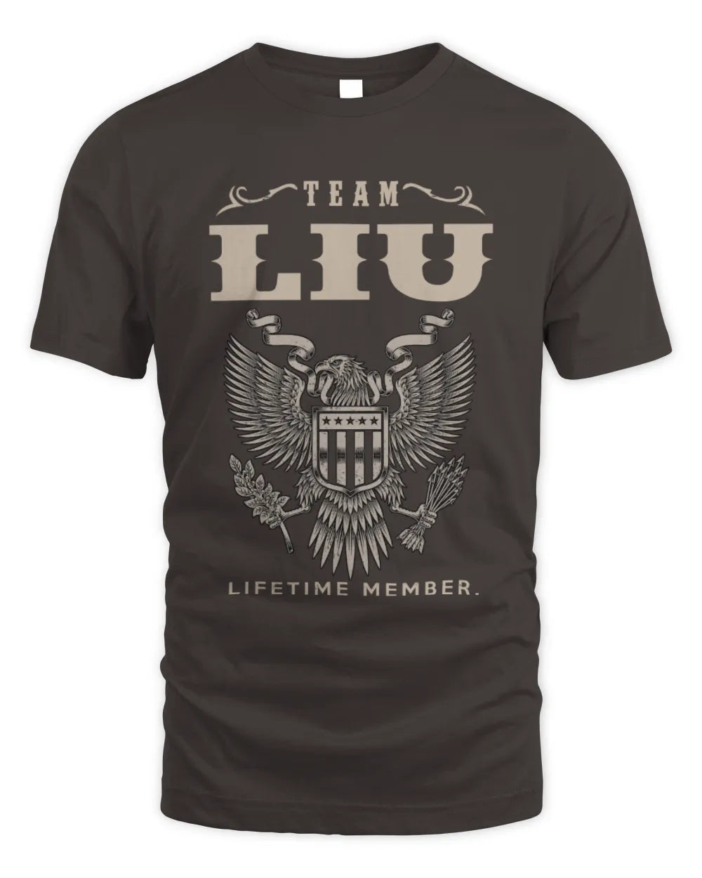 LIU TP06-K82 – Personalized Classic Style Apparel “Team NAME Lifetime Member” - Unisex Standard T-Shirt - Dark Chocolate