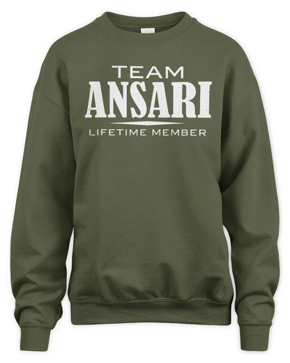 ANSARI BL62-K4-128 - Personalized “Team NAME Lifetime Member” - Unisex Sweatshirt - Military Green