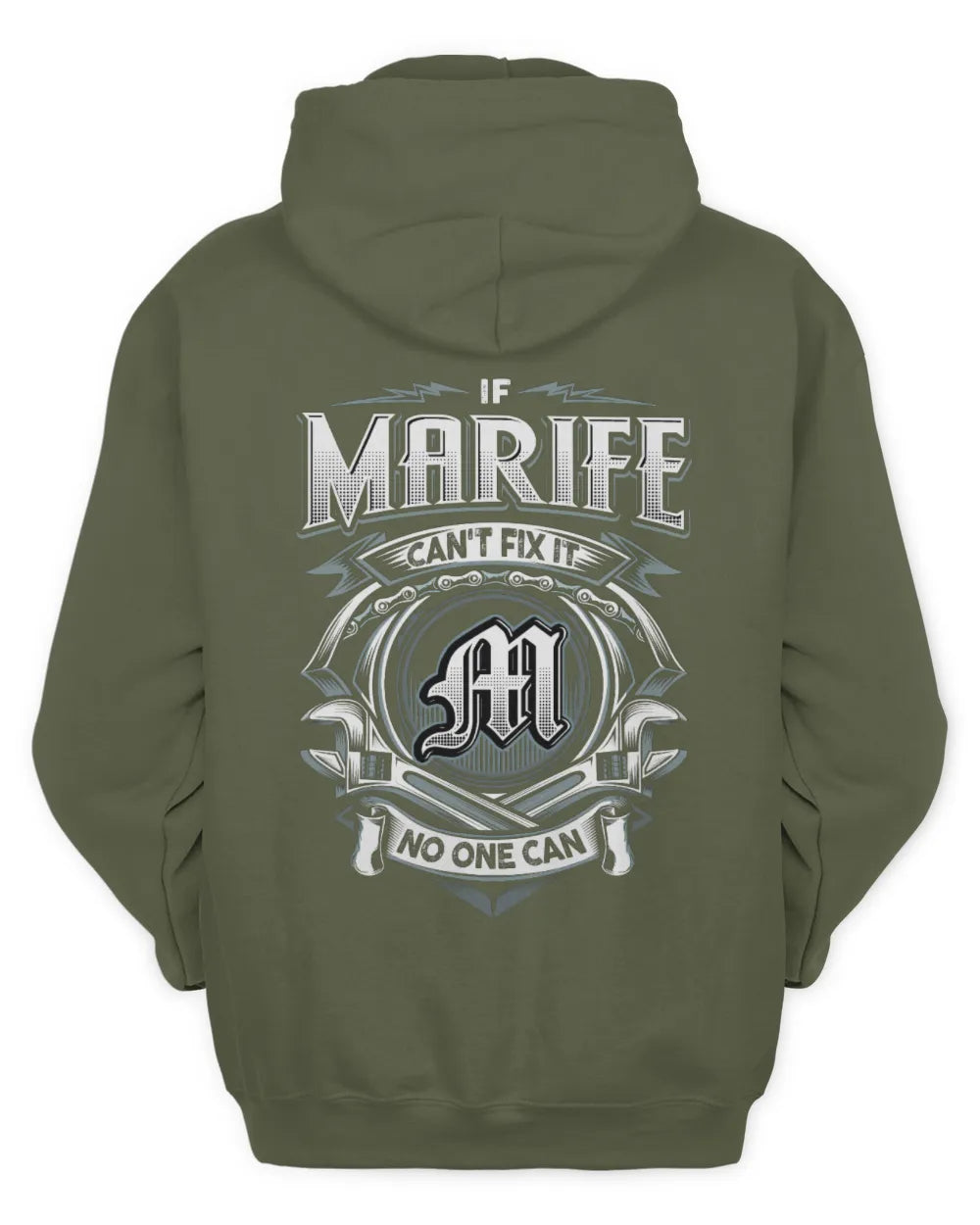 MARIFE AP81-K4-626 - Personalized Ahmed Quote Apparel “If Ahmed Can't Fix It, No One Can” - Unisex Hoodie - Military Green