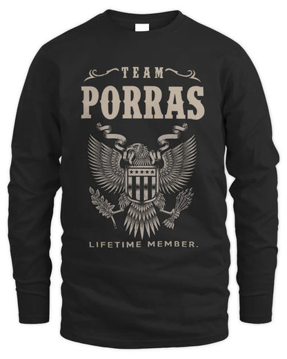 PORRAS TP06-K82 – Personalized Classic Style Apparel “Team NAME Lifetime Member” - Men's Long Sleeved T-Shirt - Black