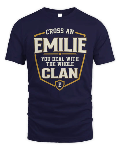 EMILIE NT1-K008 Cross A/An NAME, You Deal With the Whole Clan | Personalized Vintage T-Shirt - Unisex Standard T-Shirt - Navy
