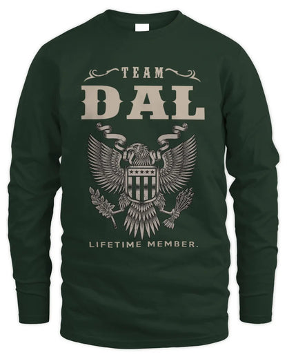 DAL TP06-K82 – Personalized Classic Style Apparel “Team NAME Lifetime Member” - Men's Long Sleeved T-Shirt - Forest Green