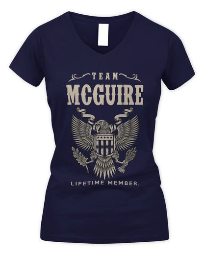 MCGUIRE TP06-K82 – Personalized Classic Style Apparel “Team NAME Lifetime Member” - Women's V-Neck T-Shirt - Navy