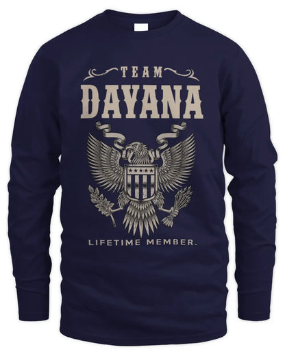 DAYANA TP06-K82 – Personalized Classic Style Apparel “Team NAME Lifetime Member” - Men's Long Sleeved T-Shirt - Navy
