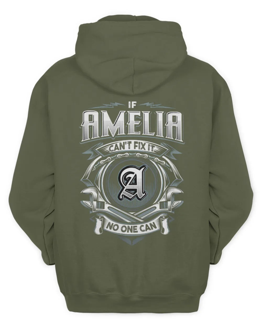 AMELIA AP81-K4-626 - Personalized Ahmed Quote Apparel “If Ahmed Can't Fix It, No One Can” - Unisex Hoodie - Military Green