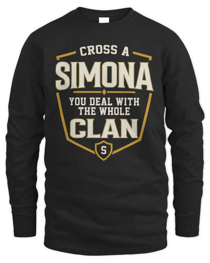 SIMONA NT1-K008 Cross A/An NAME, You Deal With the Whole Clan | Personalized Vintage T-Shirt - Men's Long Sleeved T-Shirt - Black