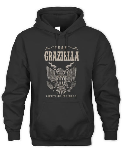 GRAZIELLA TP06-K82 – Personalized Classic Style Apparel “Team NAME Lifetime Member” - Unisex Hoodie - Black