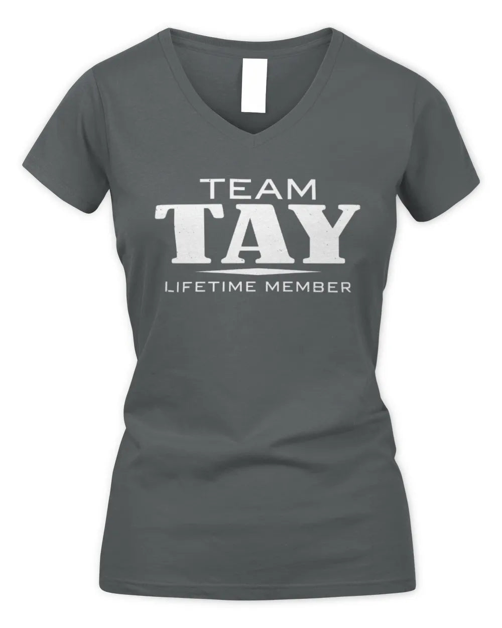 TAY BL62-K4-128 - Personalized “Team NAME Lifetime Member” - Women's V-Neck T-Shirt - Charcoal