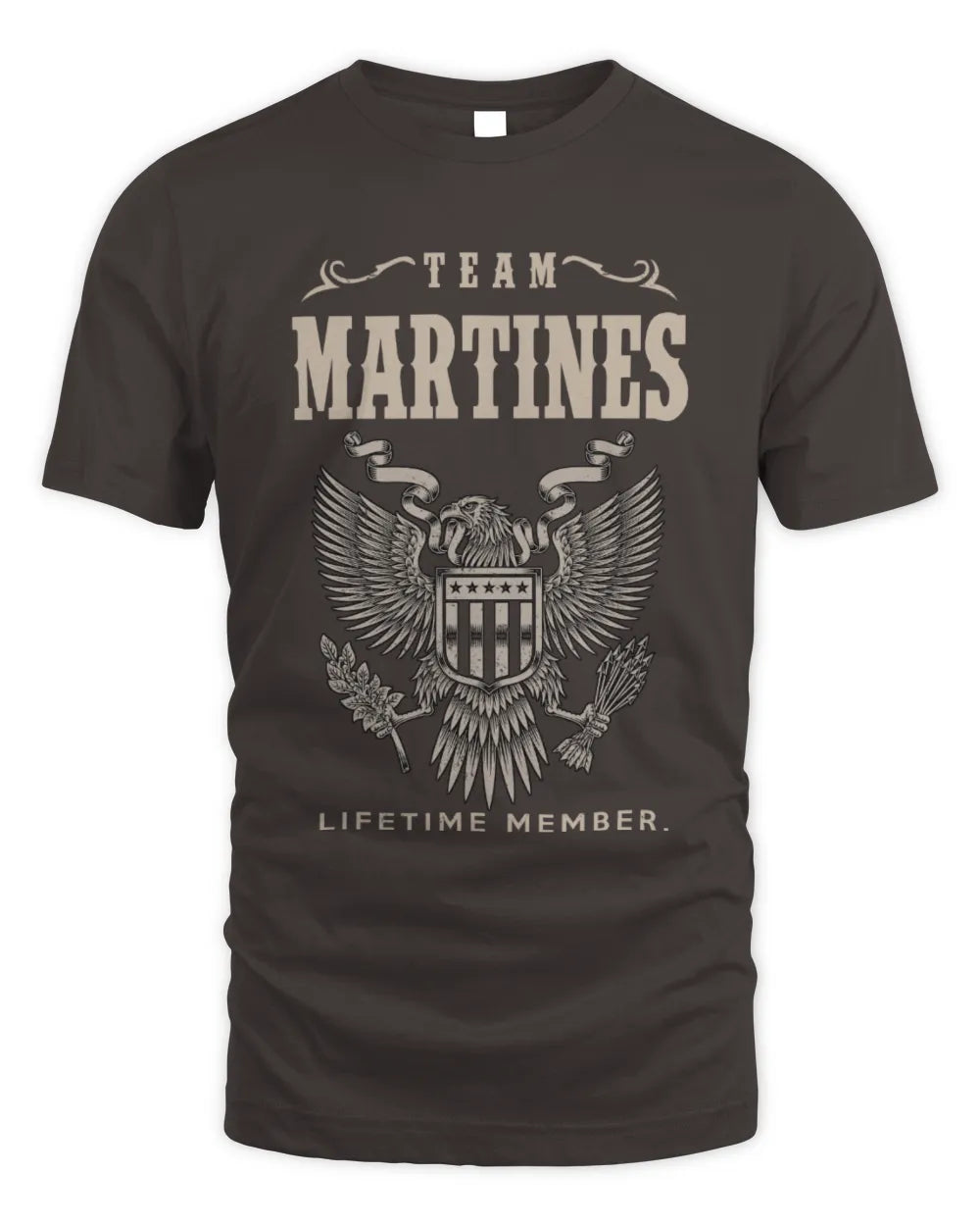 MARTINES TP06-K82 – Personalized Classic Style Apparel “Team NAME Lifetime Member” - Unisex Standard T-Shirt - Dark Chocolate