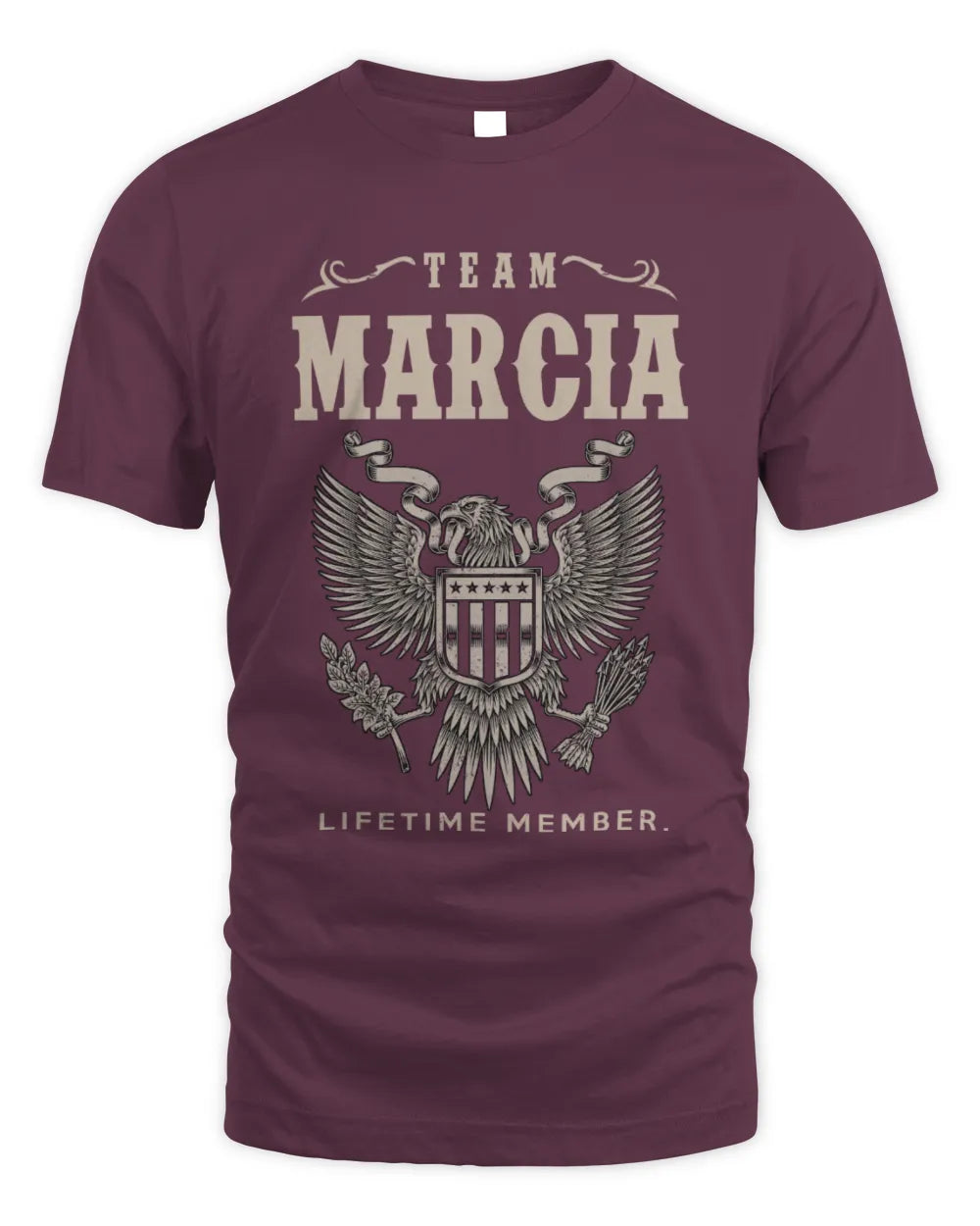 MARCIA TP06-K82 – Personalized Classic Style Apparel “Team NAME Lifetime Member” - Unisex Standard T-Shirt - Maroon