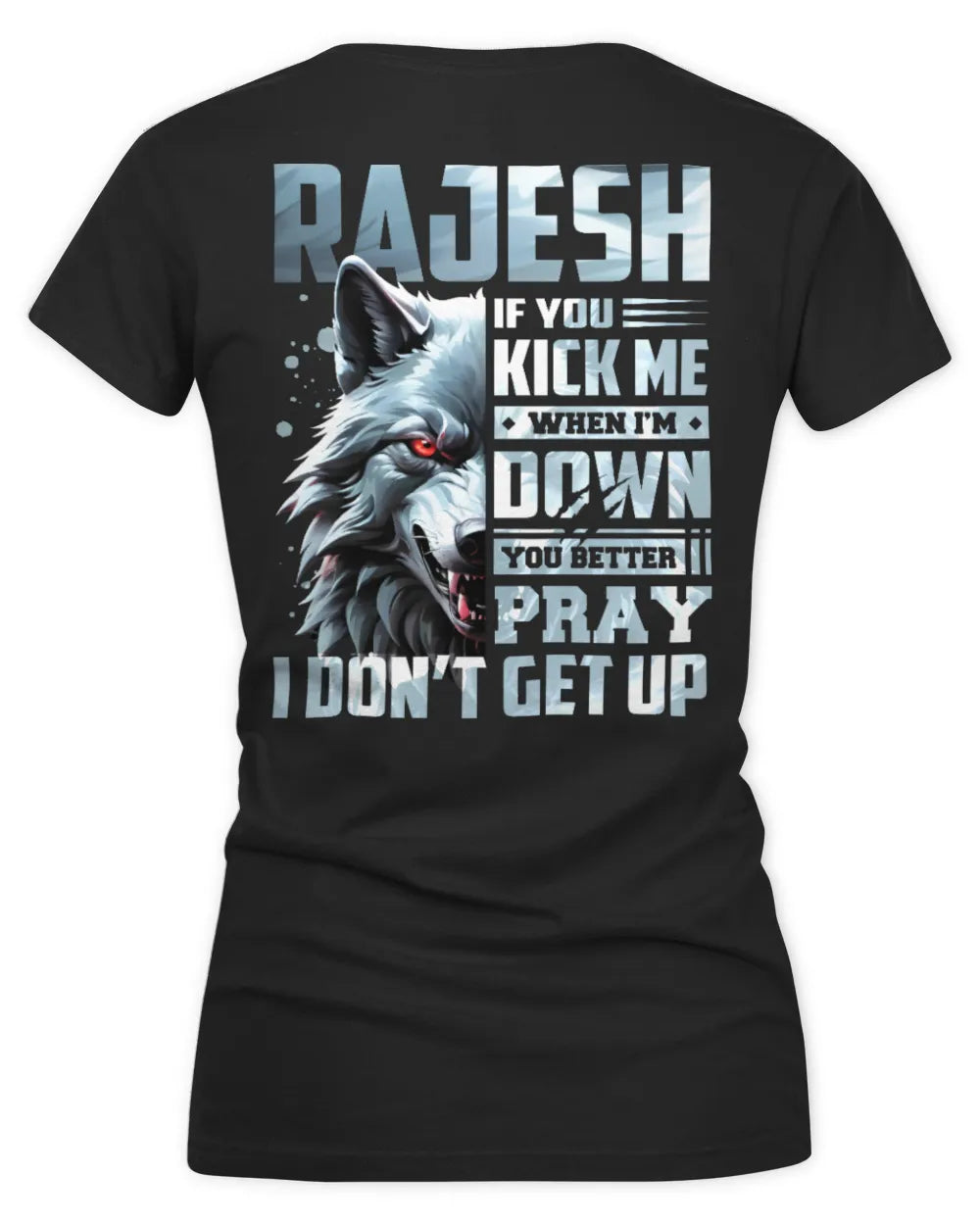 RAJESH AP62-K4-666 - Personalized Fierce Wolf Quote Apparel “If You Kick Me When I’m Down, You Better Pray I Don’t Get Up” - Women's V-Neck T-Shirt - Black