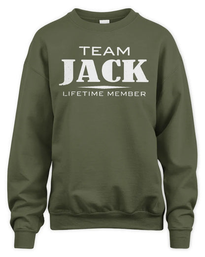 JACK BL62-K4-128 - Personalized “Team NAME Lifetime Member” - Unisex Sweatshirt - Military Green