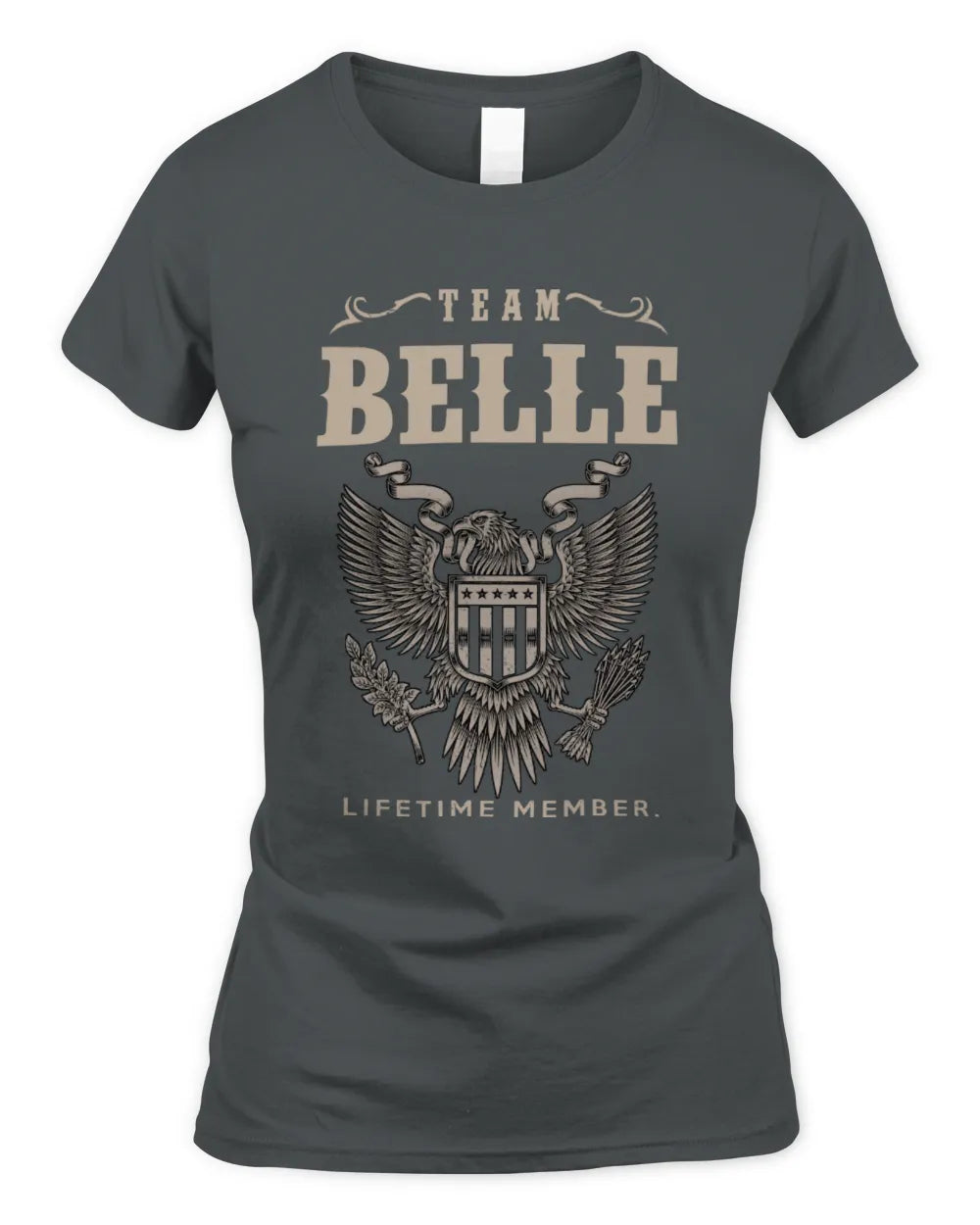 BELLE TP06-K82 – Personalized Classic Style Apparel “Team NAME Lifetime Member” - Women's Standard T-Shirt - Charcoal
