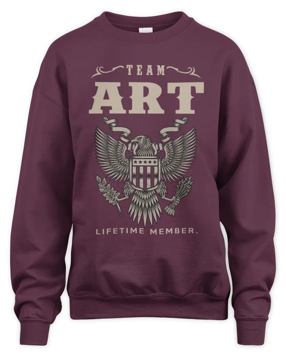 ART TP06-K82 – Personalized Classic Style Apparel “Team NAME Lifetime Member” - Unisex Sweatshirt - Maroon