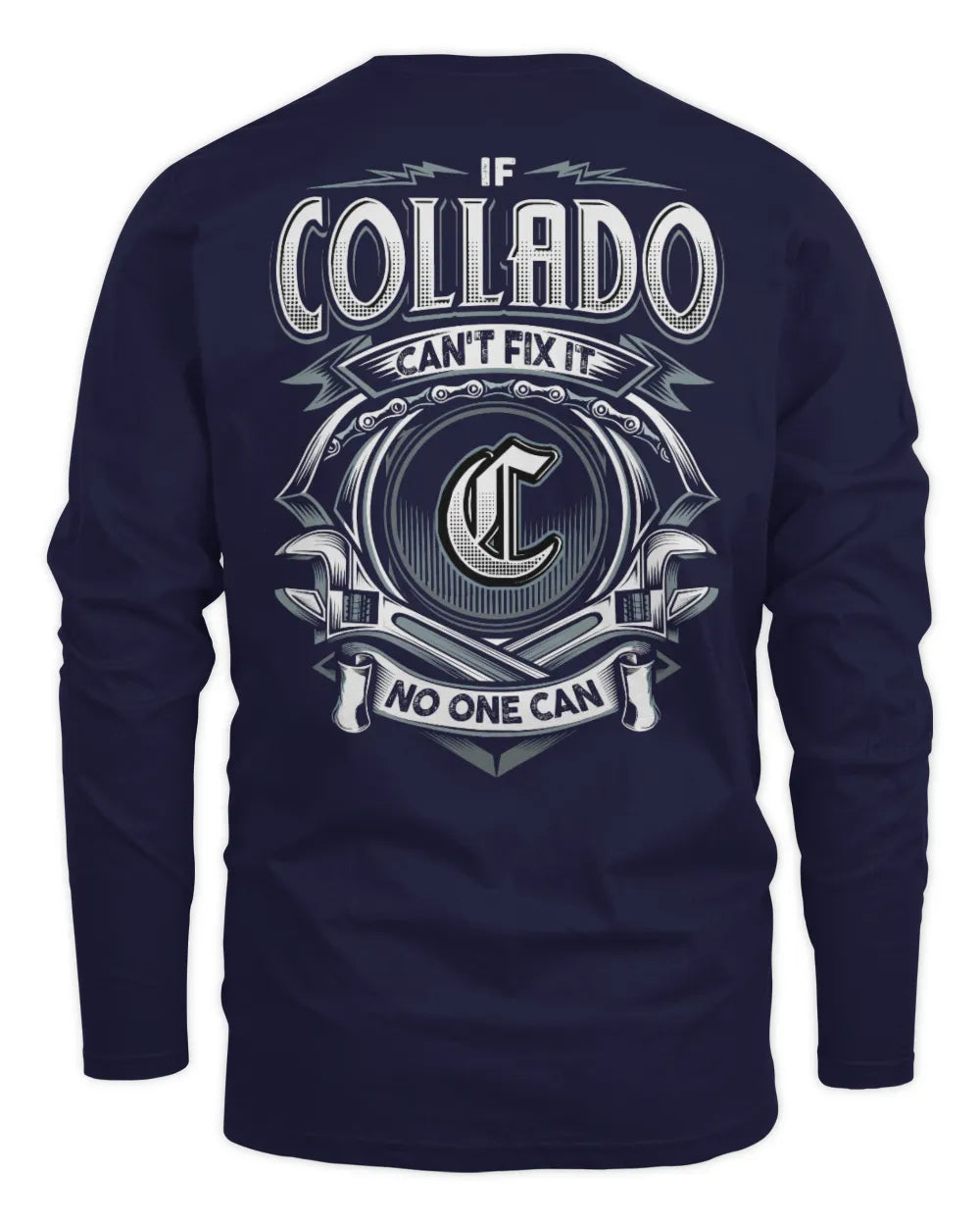 COLLADO AP81-K4-626 - Personalized Ahmed Quote Apparel “If Ahmed Can't Fix It, No One Can” - Men's Long Sleeved T-Shirt - Navy