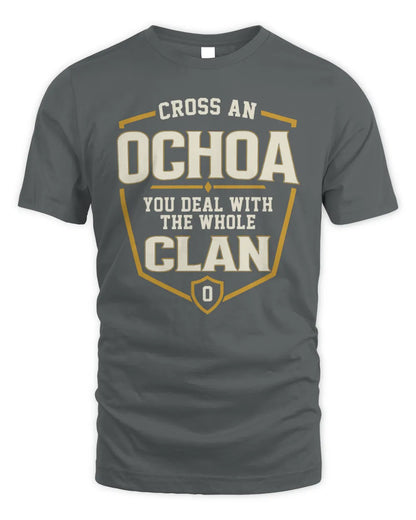 OCHOA NT1-K008 Cross A/An NAME, You Deal With the Whole Clan | Personalized Vintage T-Shirt - Unisex Standard T-Shirt - Charcoal