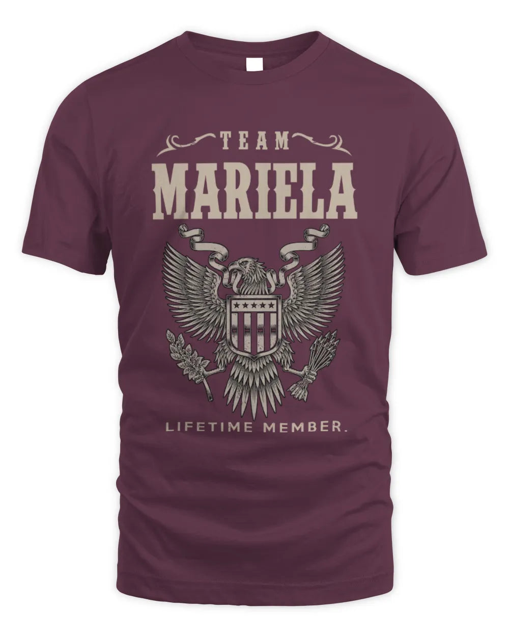 MARIELA TP06-K82 – Personalized Classic Style Apparel “Team NAME Lifetime Member” - Unisex Standard T-Shirt - Maroon