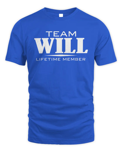 WILL BL62-K4-128 - Personalized “Team NAME Lifetime Member” - Unisex Standard T-Shirt - Royal