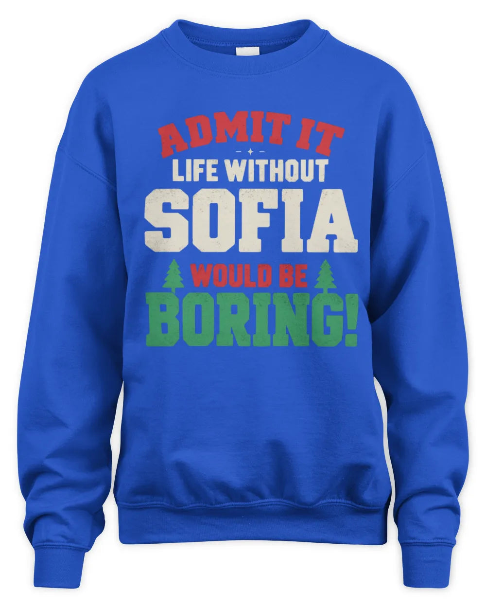 SOFIA P5 TH08 Christmas T-Shirt – “Life Without NAME Would Be Boring” - Unisex Sweatshirt - Royal