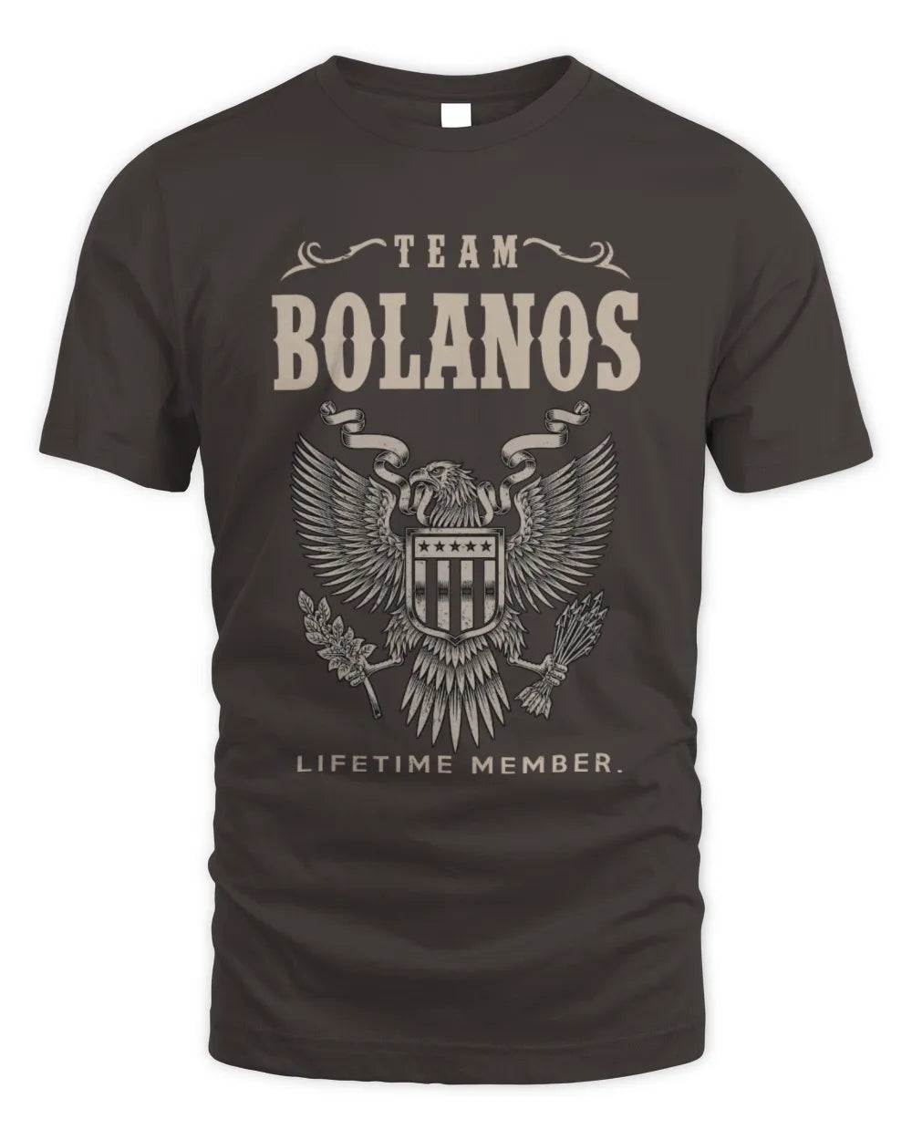 BOLANOS TP06-K82 – Personalized Classic Style Apparel “Team NAME Lifetime Member” - Unisex Standard T-Shirt - Dark Chocolate