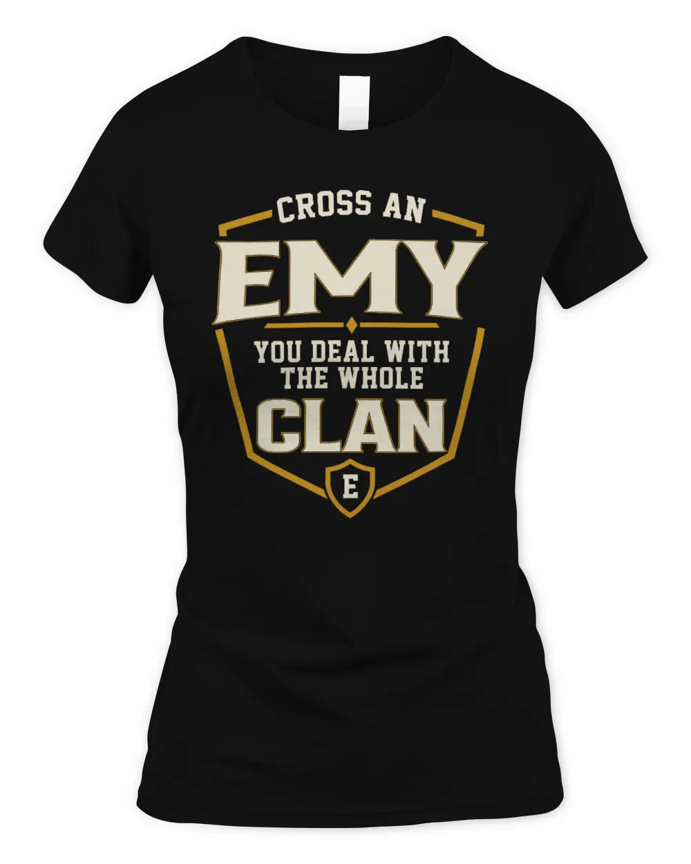 EMY NT1-K008 Cross A/An NAME, You Deal With the Whole Clan | Personalized Vintage T-Shirt - Women's Standard T-Shirt - Black