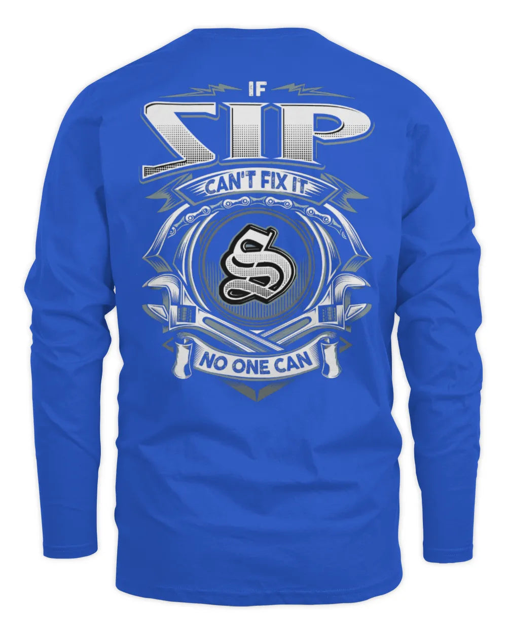 IBARRA AP81-K4-626 - Personalized Ahmed Quote Apparel “If Ahmed Can't Fix It, No One Can” - Men's Long Sleeved T-Shirt - Royal