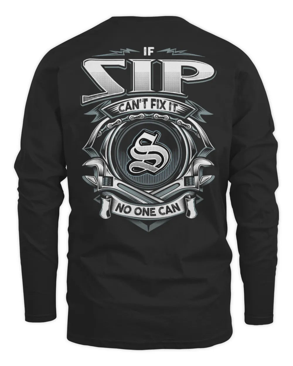 IBARRA AP81-K4-626 - Personalized Ahmed Quote Apparel “If Ahmed Can't Fix It, No One Can” - Men's Long Sleeved T-Shirt - Black